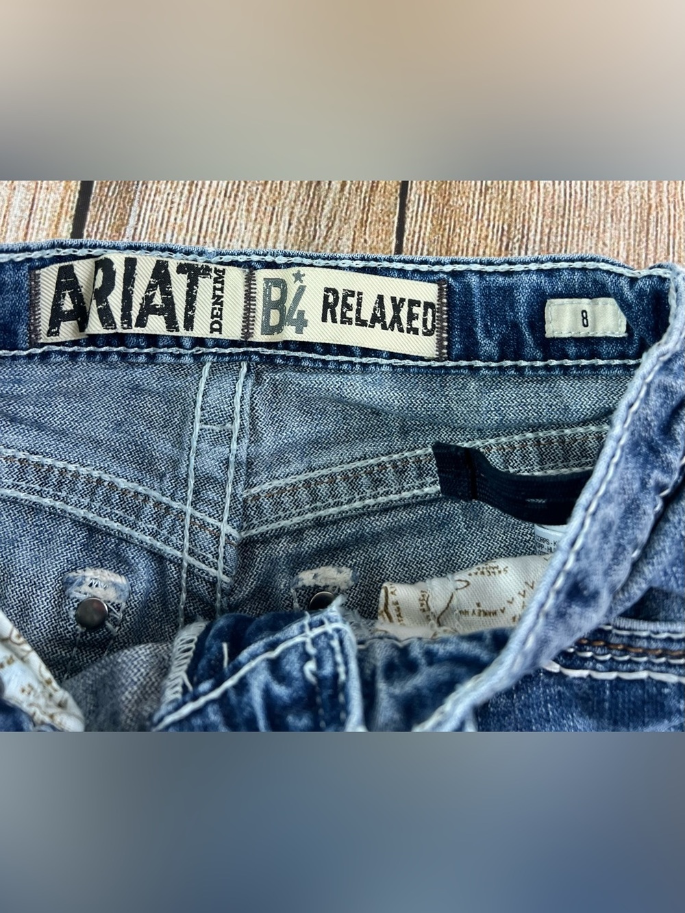 Ariat Western B4 Coltrane Relaxed Bootcut Denim Blue Jeans Boys Size 8 - Picture 3 of 9